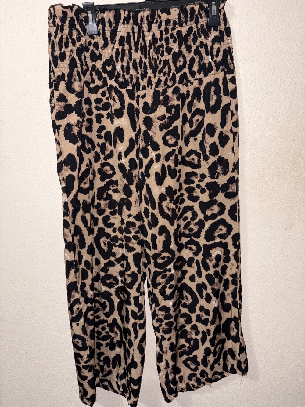 SHEIN Beige and Black Leopard Print Wide Leg Pants